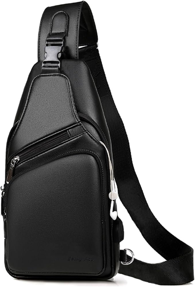 Men's Canvas Messenger Bag - Charcoal - Image 2