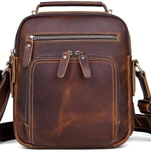 Men’s Leather Crossbody Bag – Black