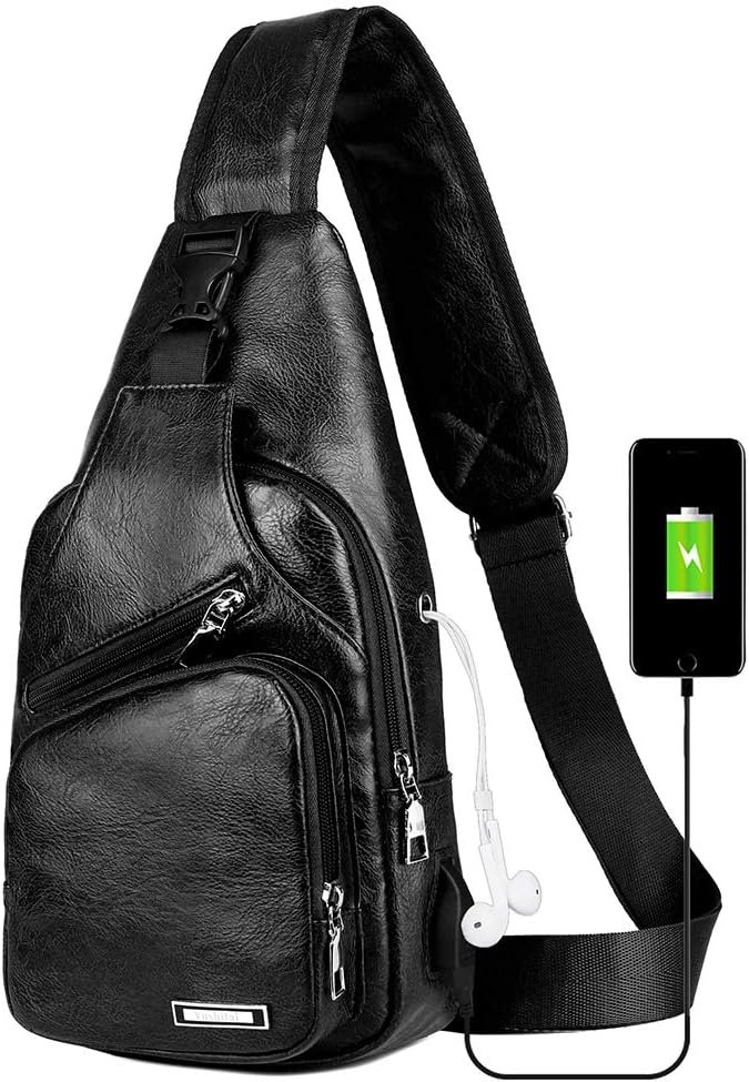 Men's Bucket Crossbody Bag - Charcoal - Image 3
