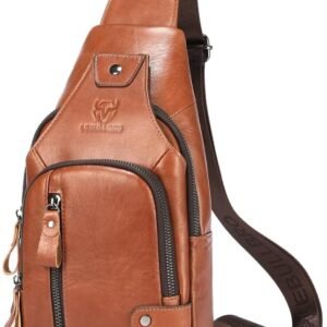 Men's Bucket Crossbody Bag - Brown