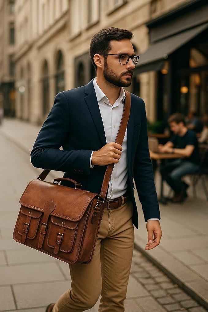 Men's Casual School Backpack - Olive - Image 2