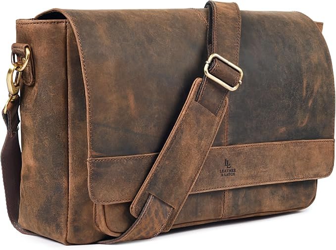 Men's Canvas Messenger Bag - Brown - Image 2