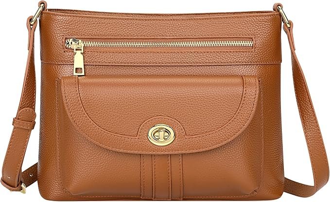 Women's Leather Crossbody Bag - Beige - Image 3