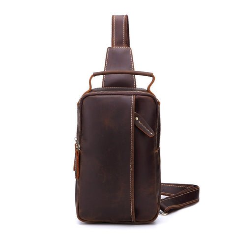 Men's Leather Crossbody Bag - Brown - Image 3