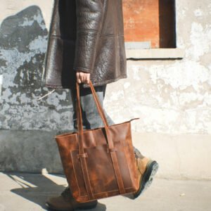 Men’s Leather Tote Bag – Brown